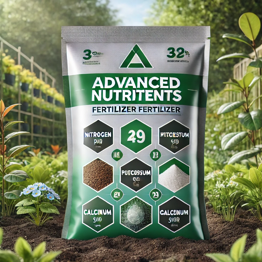 DALL·E 2025 03 12 22.49.37 A high quality image showing Advanced Nutrients fertilizer packaging with a focus on the main ingredients like Nitrogen Phosphorus Potassium Calciu - خرید انواع کود های وارداتی مرغوب در تهران گرو ترکیبات اصلی کود ادونس و تاثیر آن بر خاک