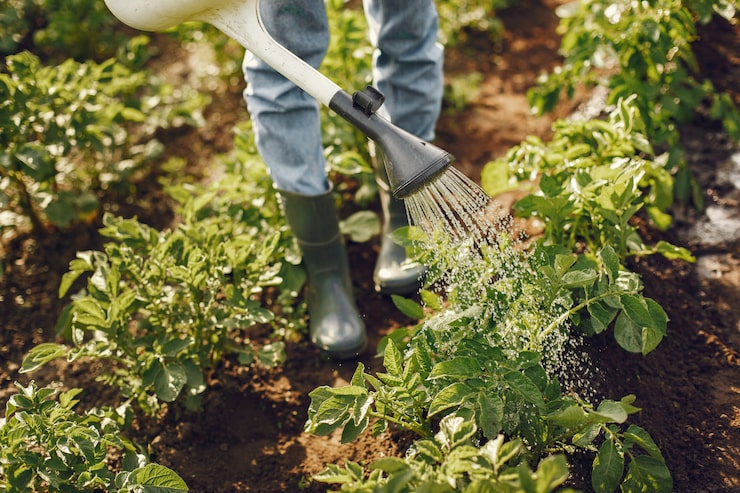woman hat holding funnel works garden 1157 38529 - خرید انواع کود های وارداتی مرغوب در تهران گرو خاک بایوبیز بهتره یا کوکوپیت؟ بررسی تخصصی برای گیاهان آپارتمانی